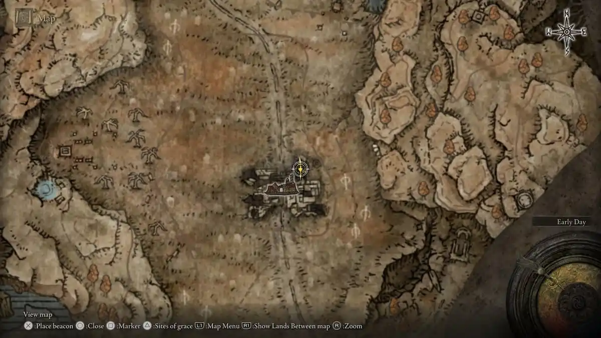 Image of the blade of mercy's location on the map in elden ring