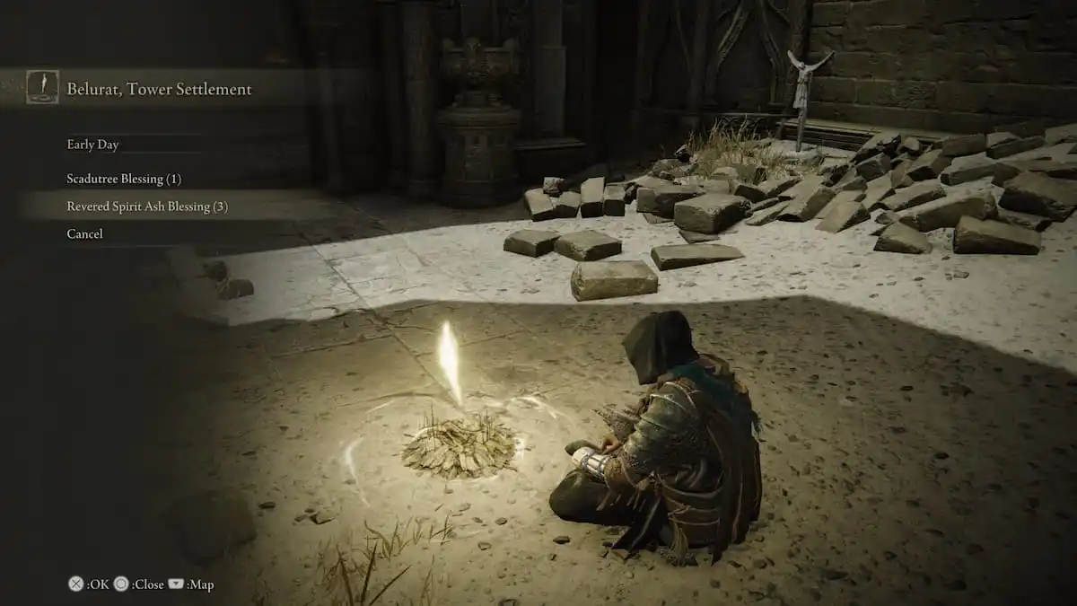 Image of Tarnished sitting by Grace in Elden Ring