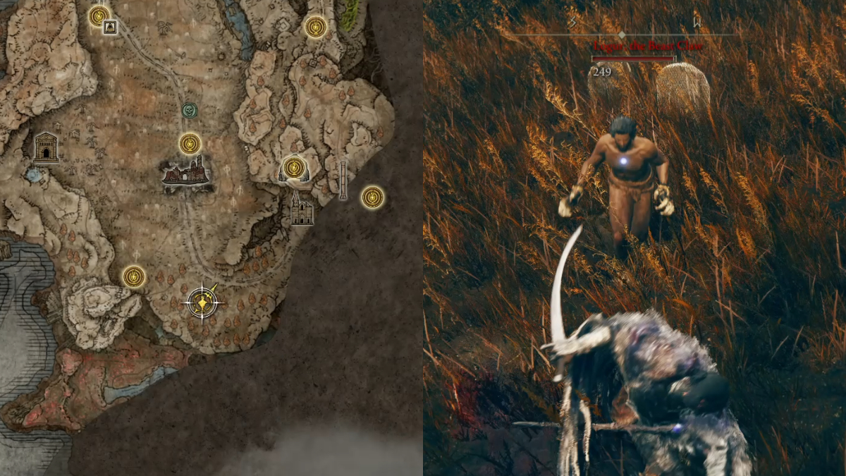 The location of the Beast Claw in Elden Ring.