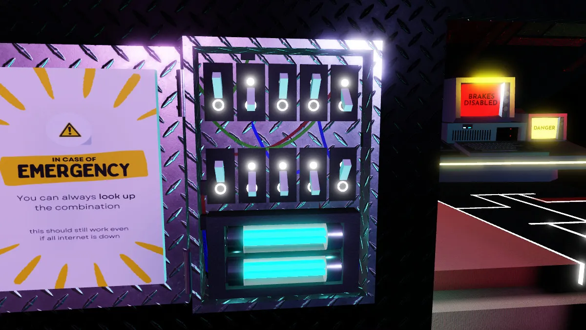 A screenshot showcasing Chapter 1 of Terminal Escape Room in Roblox