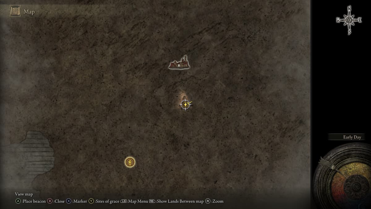 Image of the map fragment on a blank map in Elden Ring