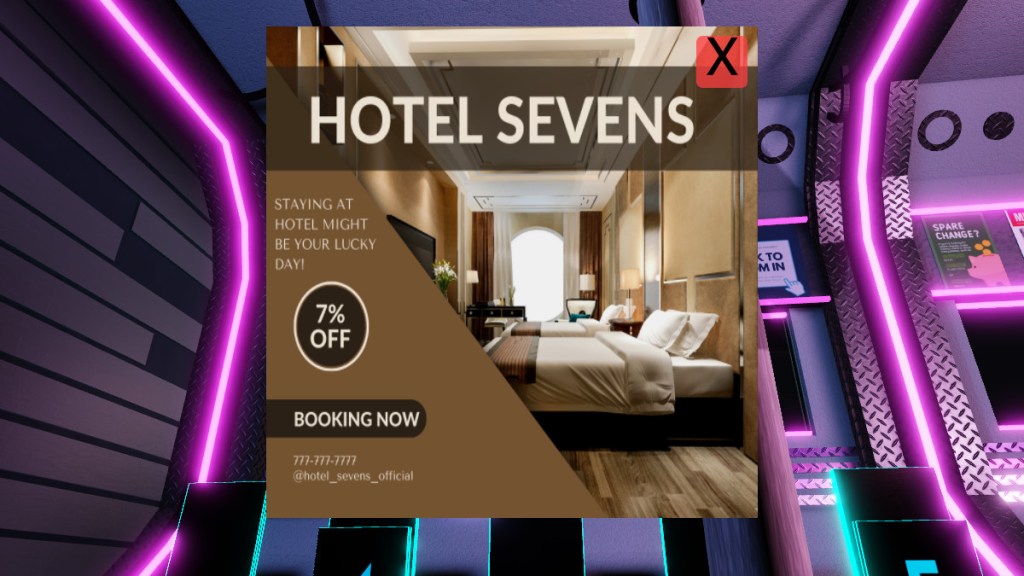 Hotel sevens pamphlet in Roblox Terminal Escape.