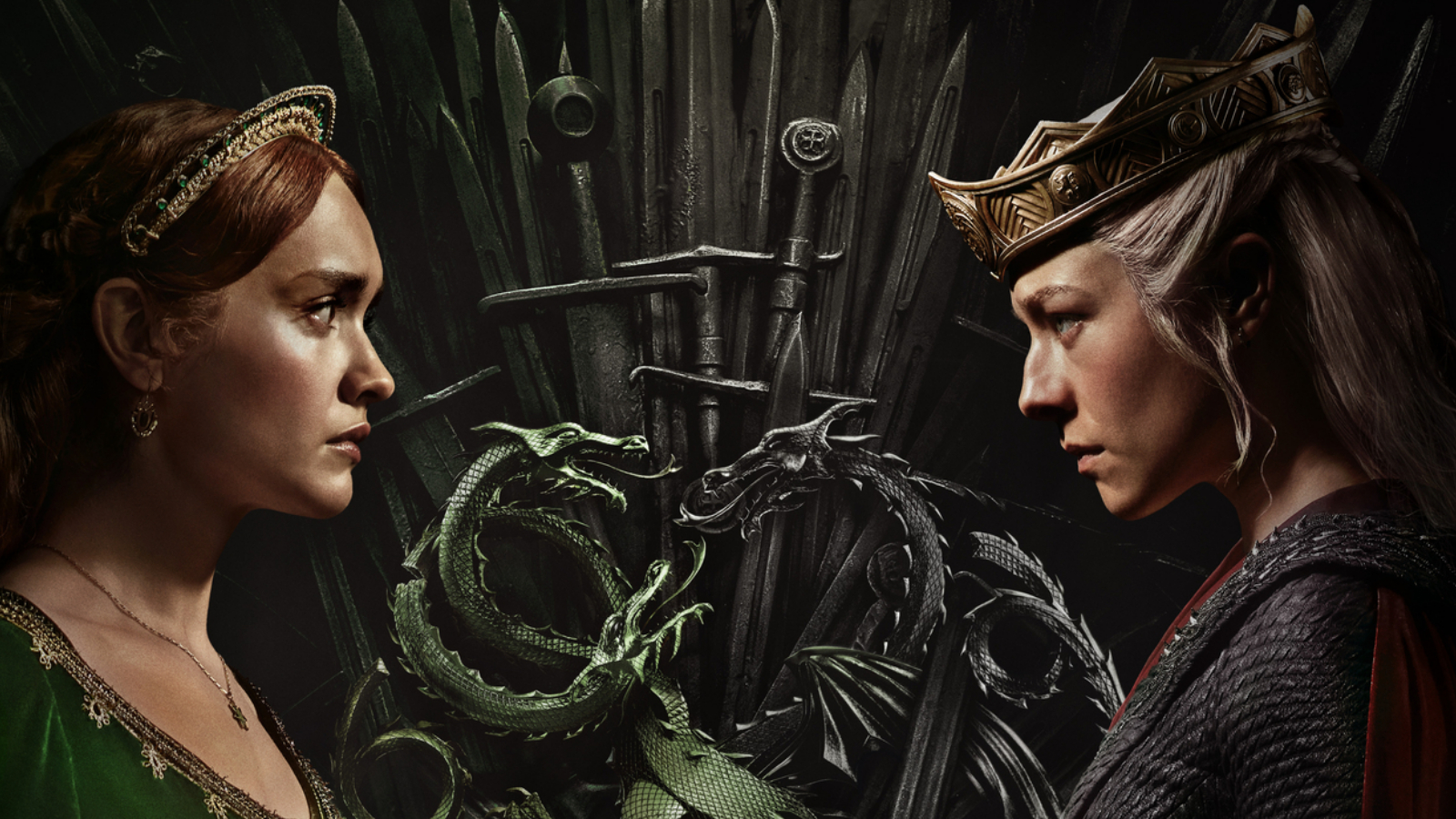 Alicent Hightower and Rhaenyra Targaryen in key art for House of the Dragon Season 2