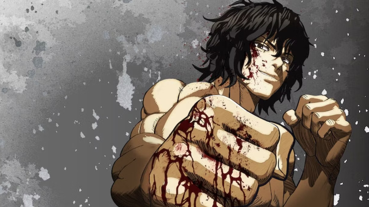 Kengan Ashura with bloody fist in NEtflix anime series poster