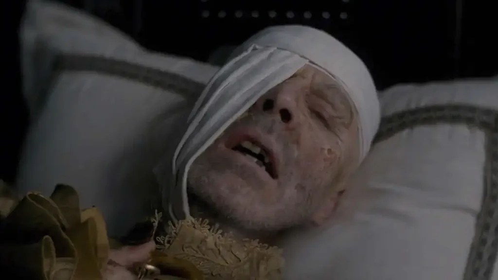 King Viserys on his deathbed from House of the Dragon Episode 9