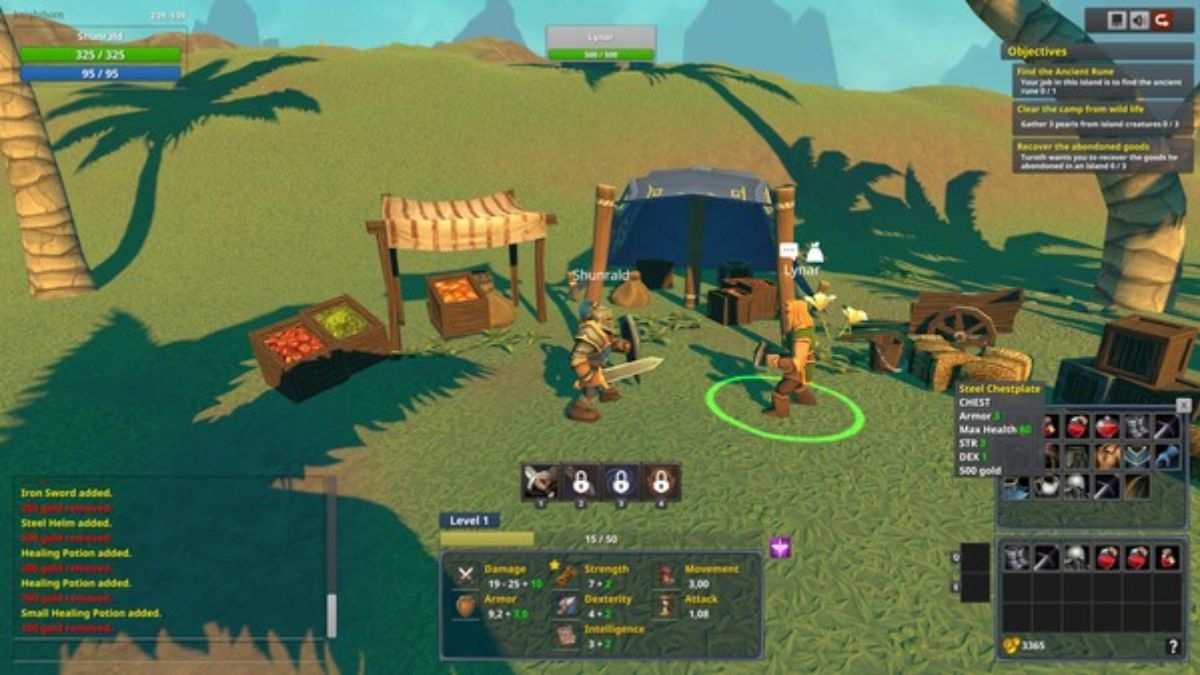 Screenshot of gameplay for the RPG game Knightborn, featuring two players interacting in online co-op