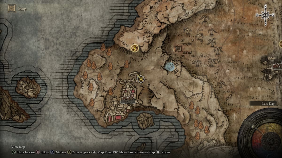 Image of Prospect Town on the map in Elden Ring