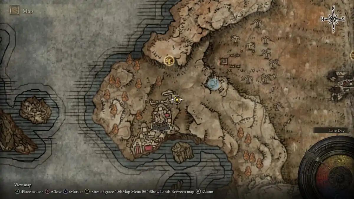 Image of Prospect Town on the map in Elden Ring