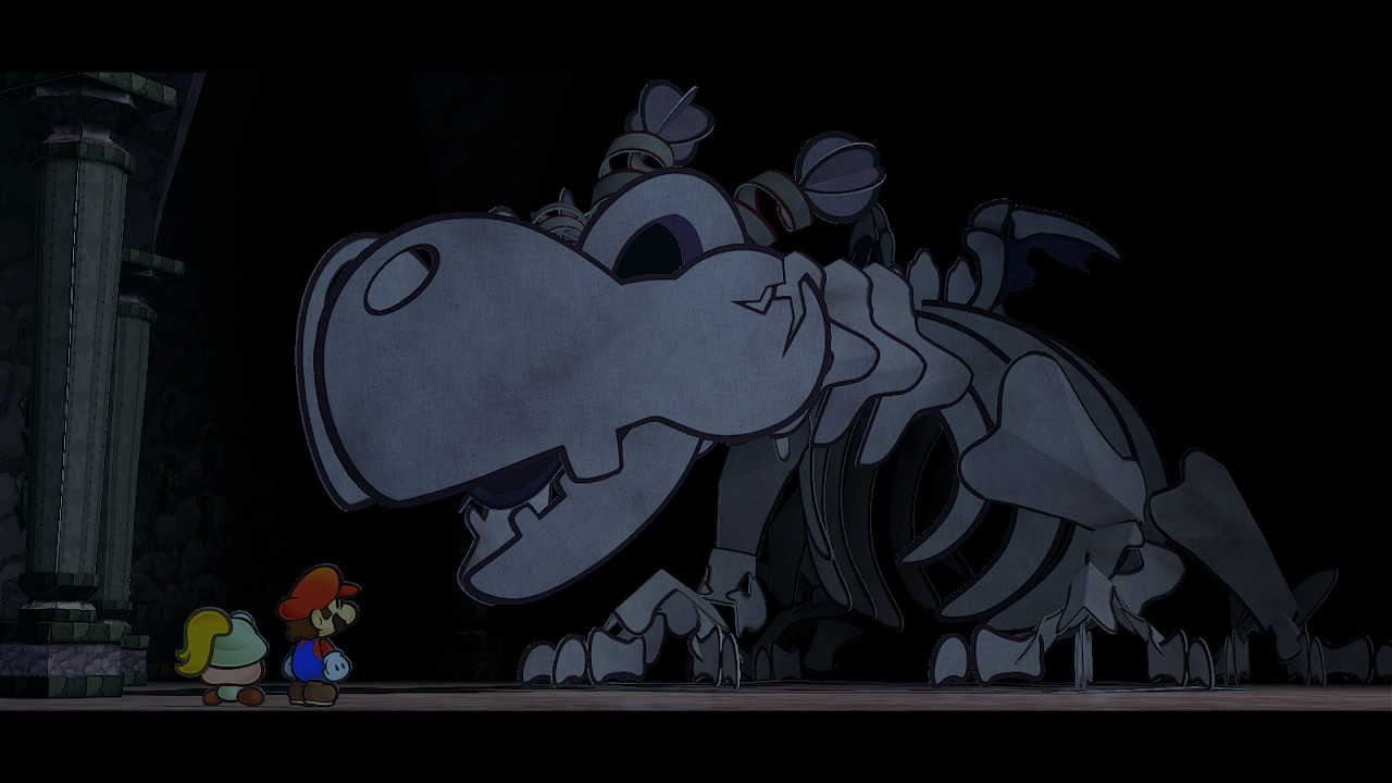 Bonetail confronts Mario in Paper Mario: The Thousand-Year Door