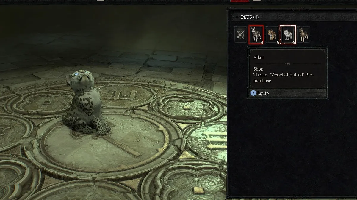 Image of the feline pet you can obtain though pre-order of the Vessel of Hatred expansion in Diablo 4