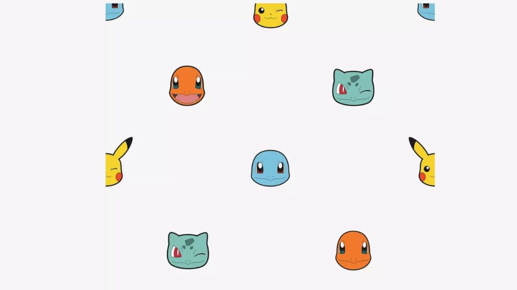 Pokemon Wallpaper featuring the faces of the three Kanto starters, plus Pikachu