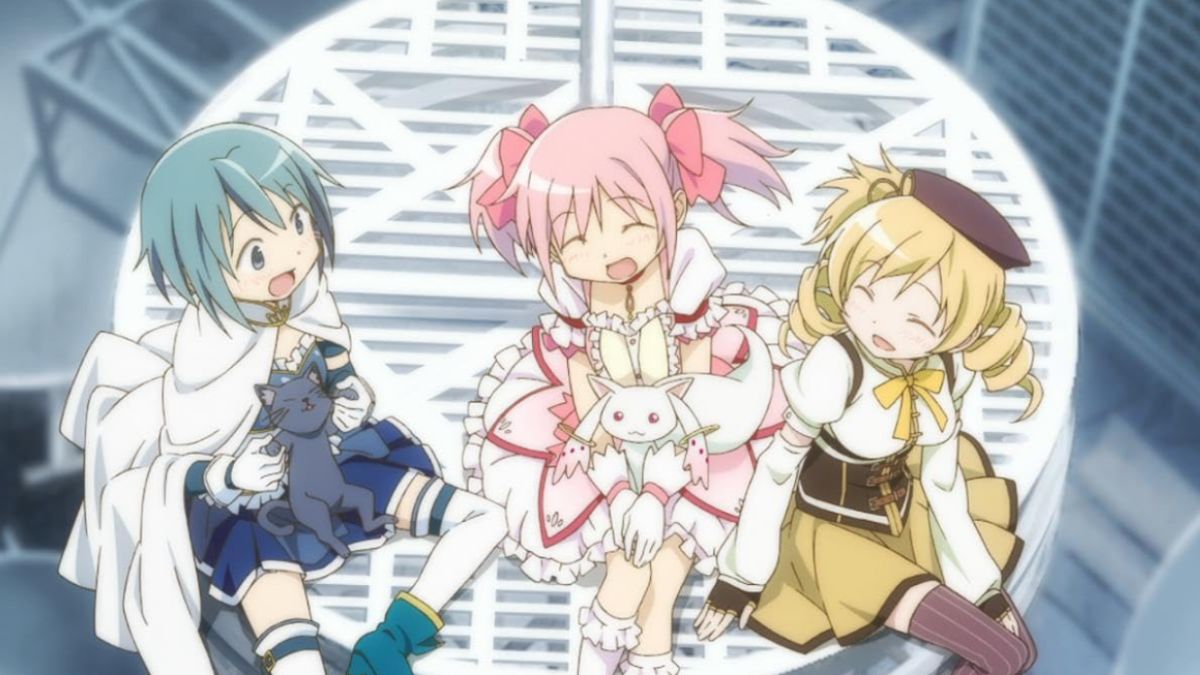 The three main characters of the Puella Magi Madoka Magica anime 