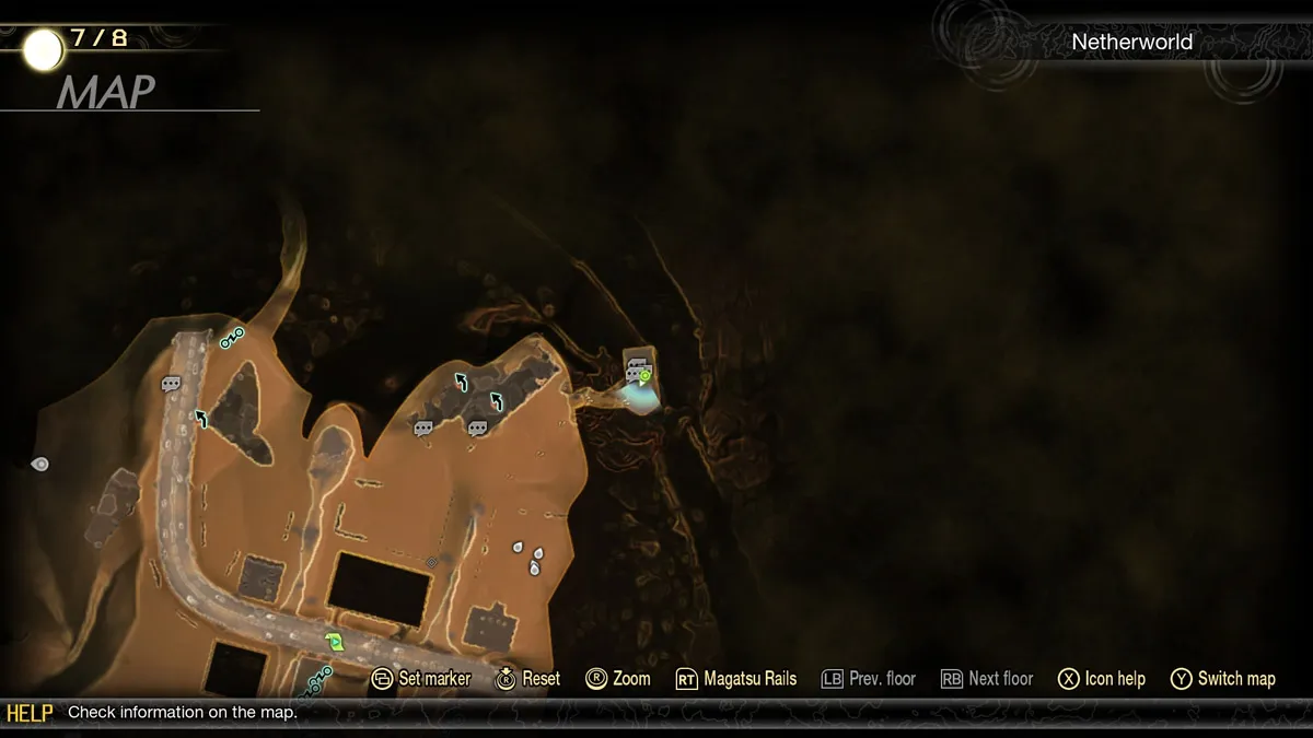 Image of the cave's location on a map in Shin Megami Tensei V