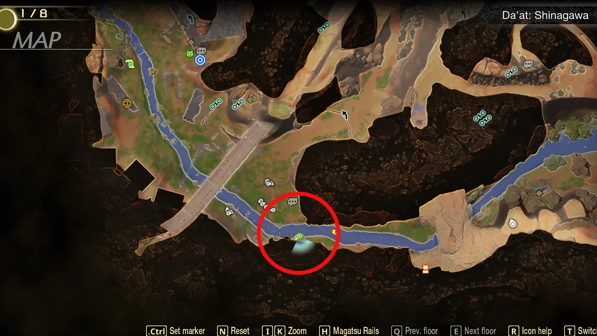 Image of the quest's location on a map in Shin Megami Tensei V