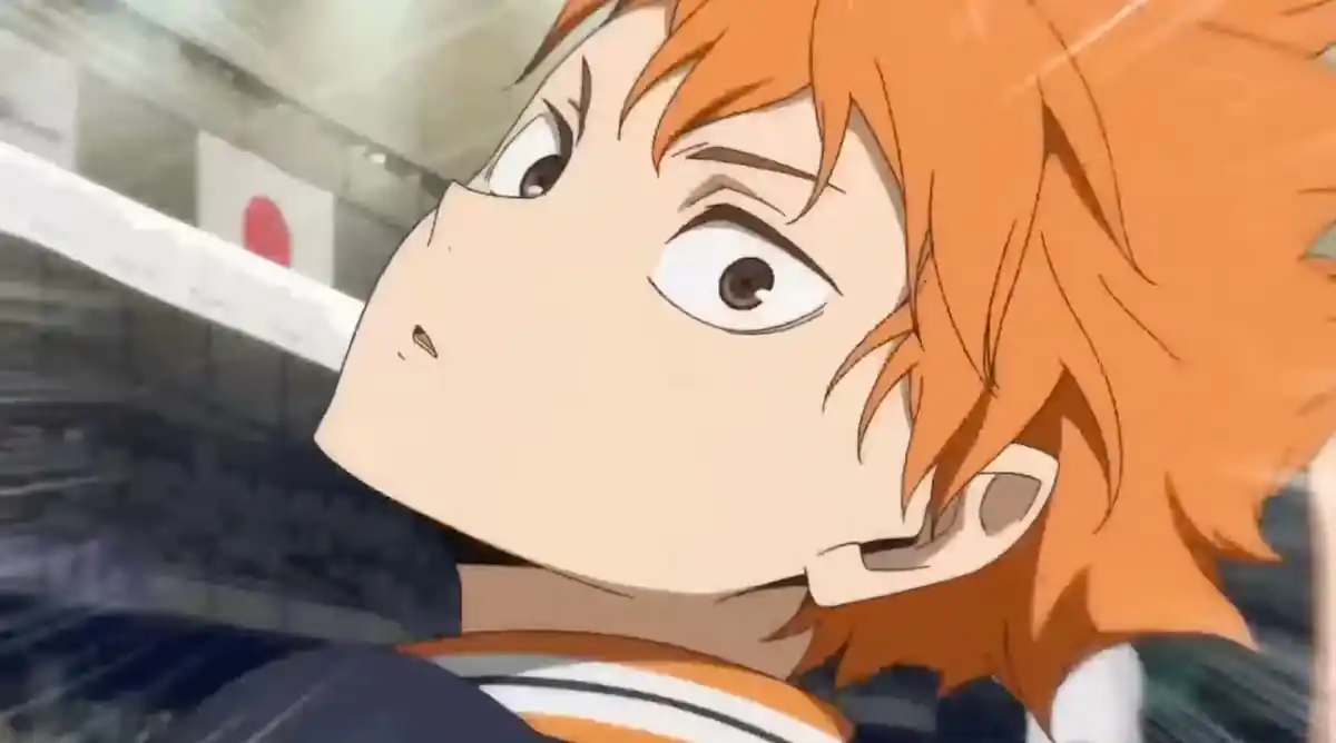 a still of hinata about to spike in haikyu!! the dumpster battle