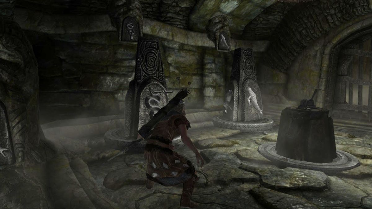 Screenshot showing the leftside pillars from the Under Saarthal pillar puzzle