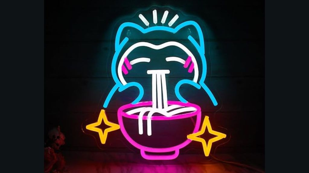 Snorlax Eating Ramen Neon Sign