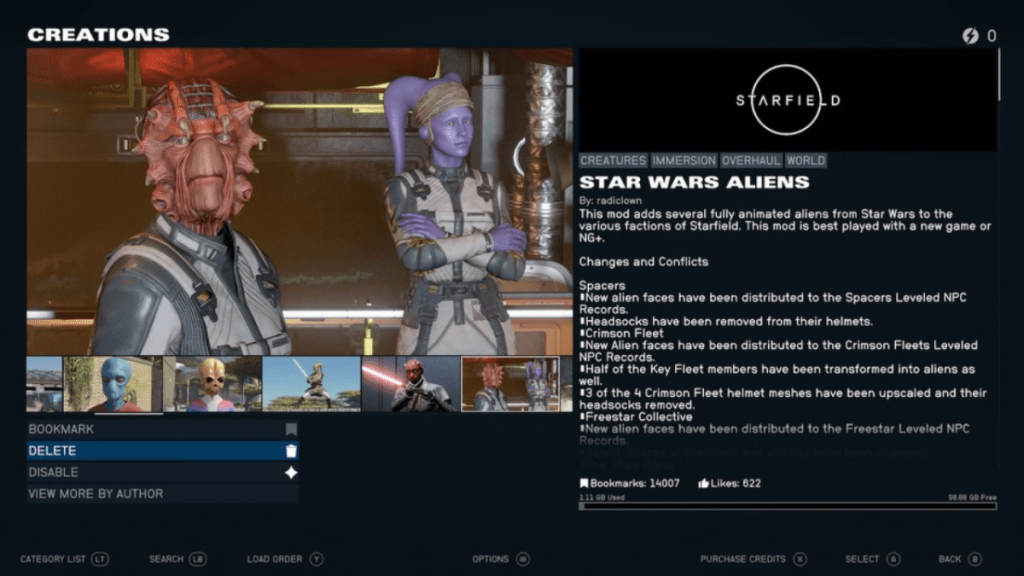 Star Wars Alien Mod in Starfield Screenshot by the Escapist