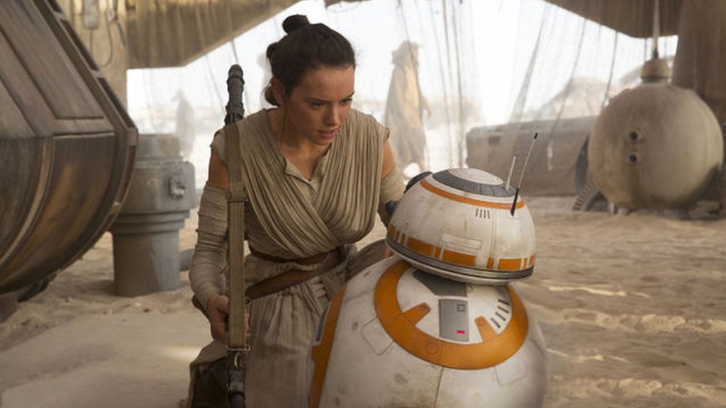 Rey and BB-8 in Star Wars: The Force Awakens