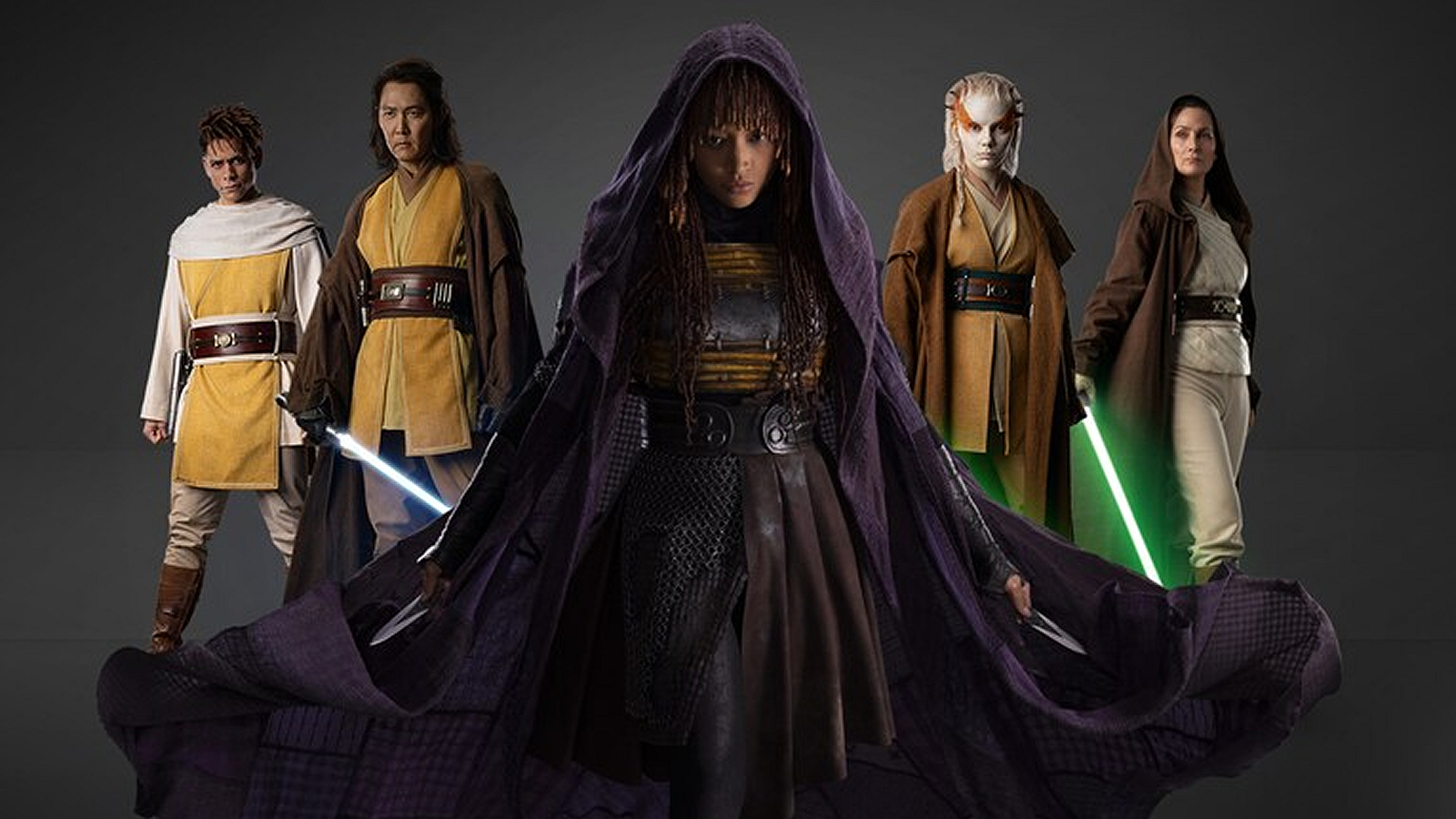 Yord, Sol, Mae, Jecki, and Indara in a promotional still for The Acolyte