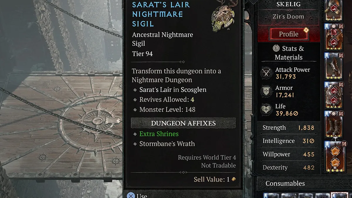 Extra Shrines Nightmare Sigil in Diablo 4.