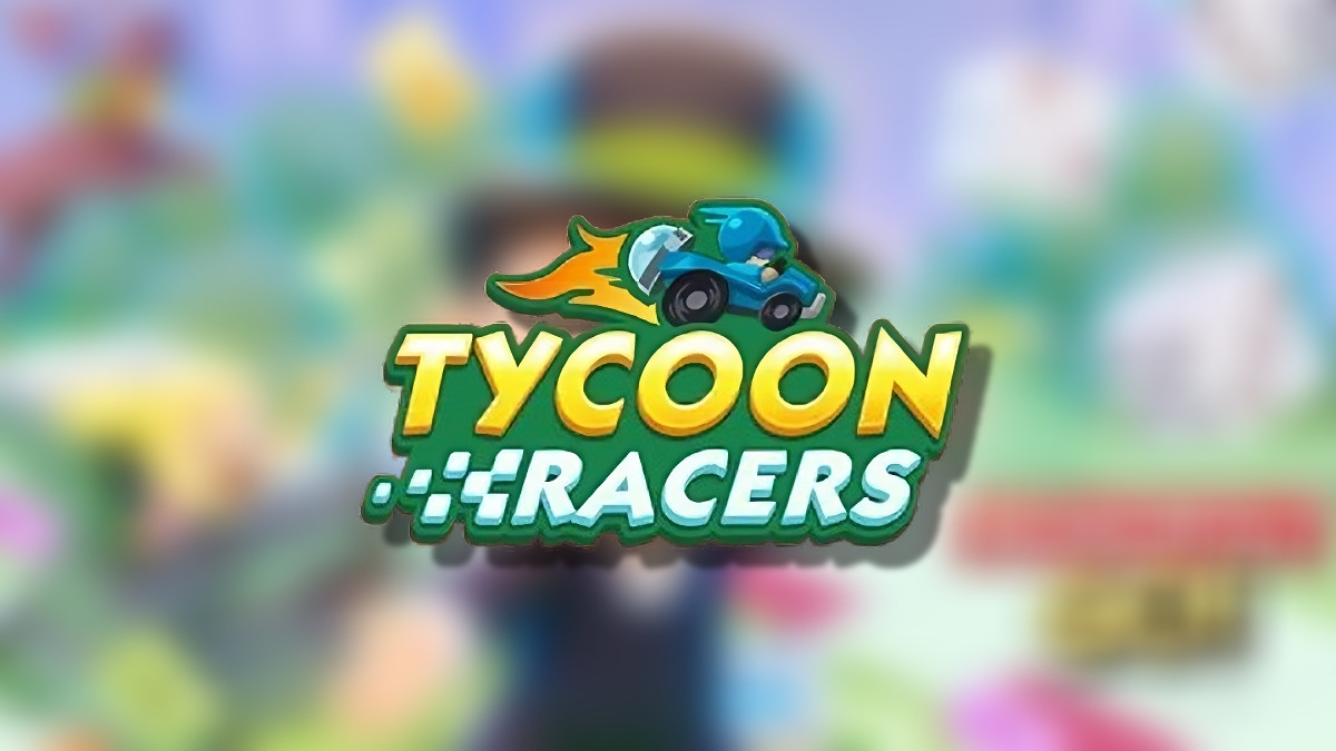 The Tycoon Racers Logo on top of a blurred Monopoly GO Background