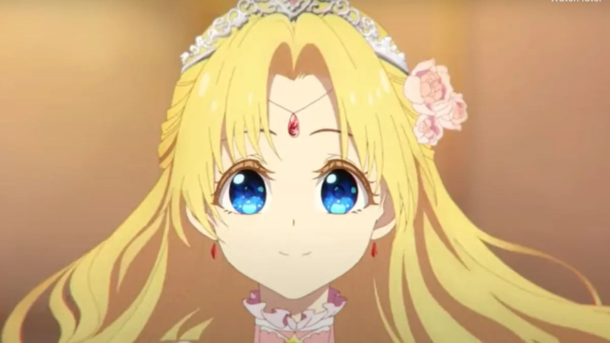 Image of a smiling anime princess, facing the camera