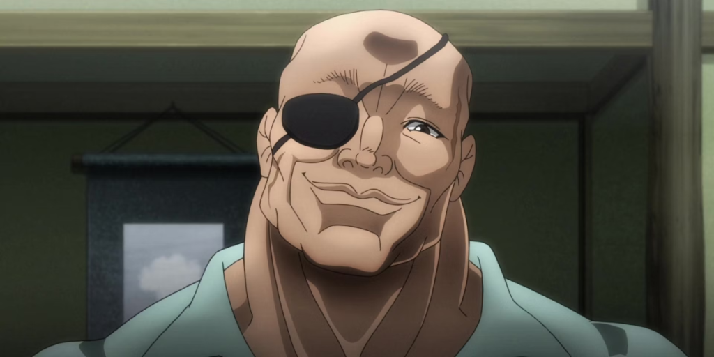 Doppo smiles while wearing an eyepatch in Baki