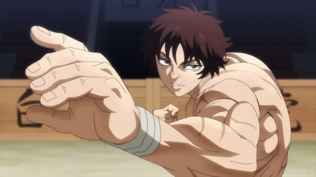 Baki enters a fighting stance in Baki