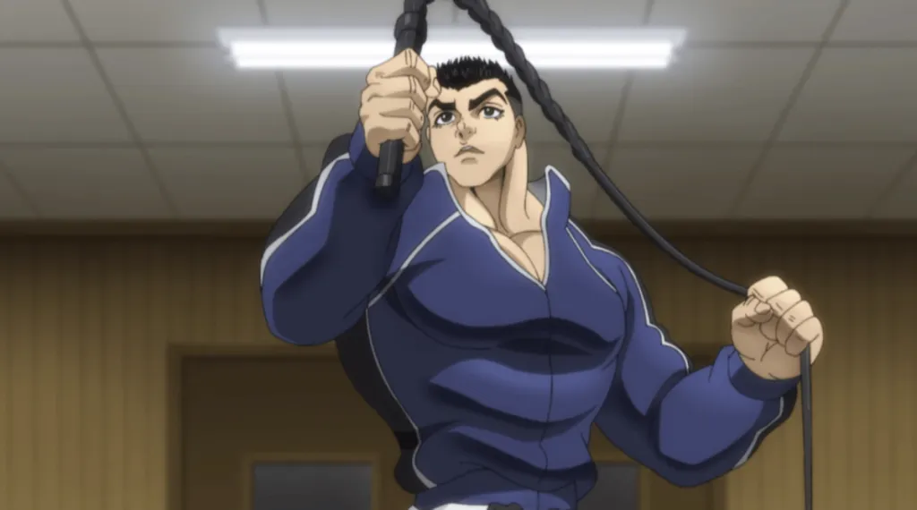 Katsumi prepares to jump rope in Baki