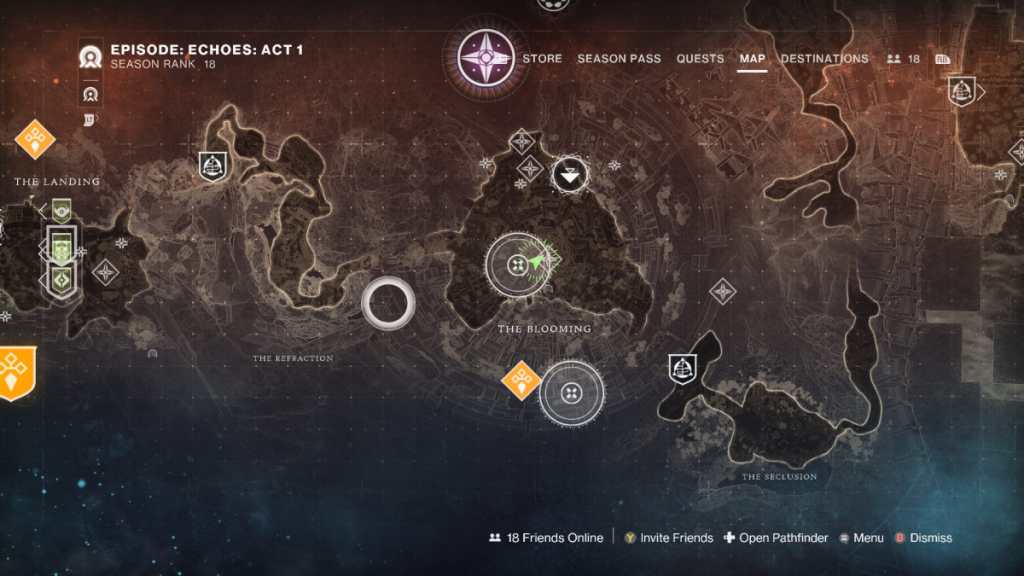 Image of the map where you can find the prismatic chest in Destiny 2