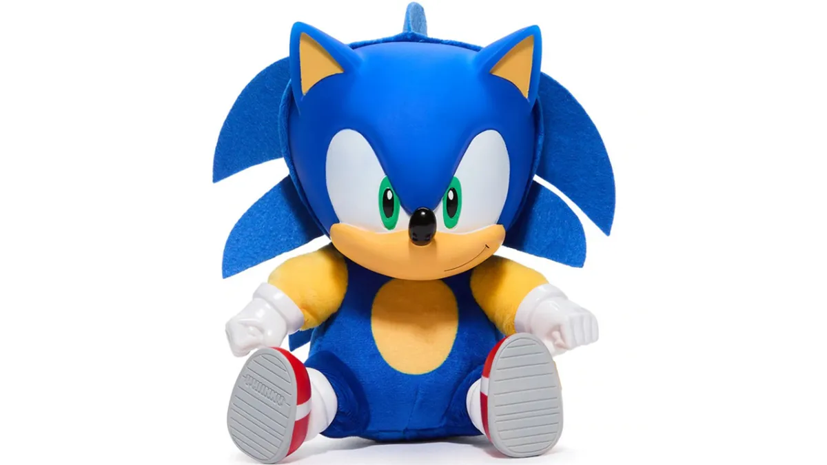 A Roto Phunny Sonic the Hedgehog plush, a chunkier looking version of Sonic the Hedgehog. 