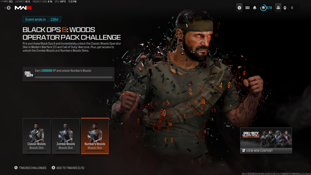 Image of the Black Ops 6: Woods Operator Pack Challenge in MW3 and Warzone.