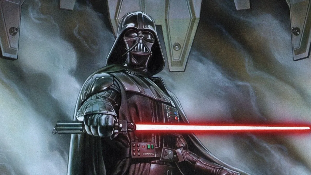 Darth Vader ignites his lightsaber by his comms booth in the Star Wars: Darth Vader comic