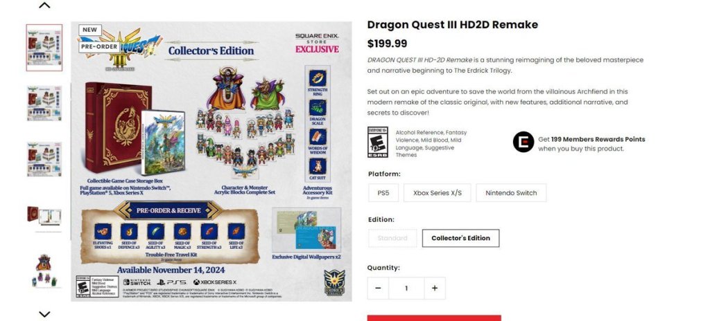 The collector's edition content for Dragon Quest III HD-2D Remake