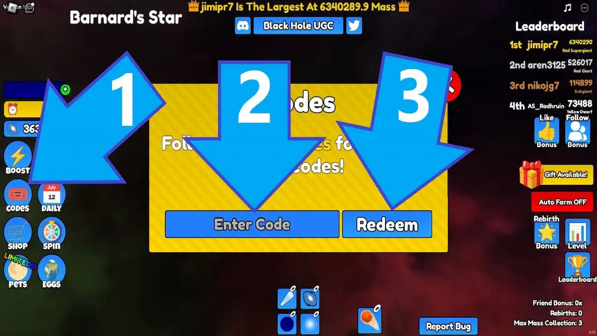 How to redeem Eat The Universe Simulator codes