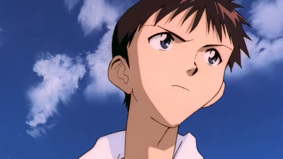 Image of Shinji looking determinedly into the distance in Neon Genesis Evangelion