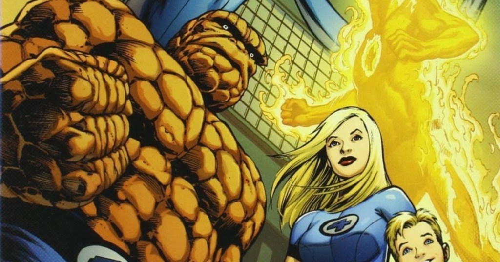 The Thing clenches his fist next to the Invisible Woman and Human Torch.This image is part of an article about the 13 best Marvel Comic runs of all-time.