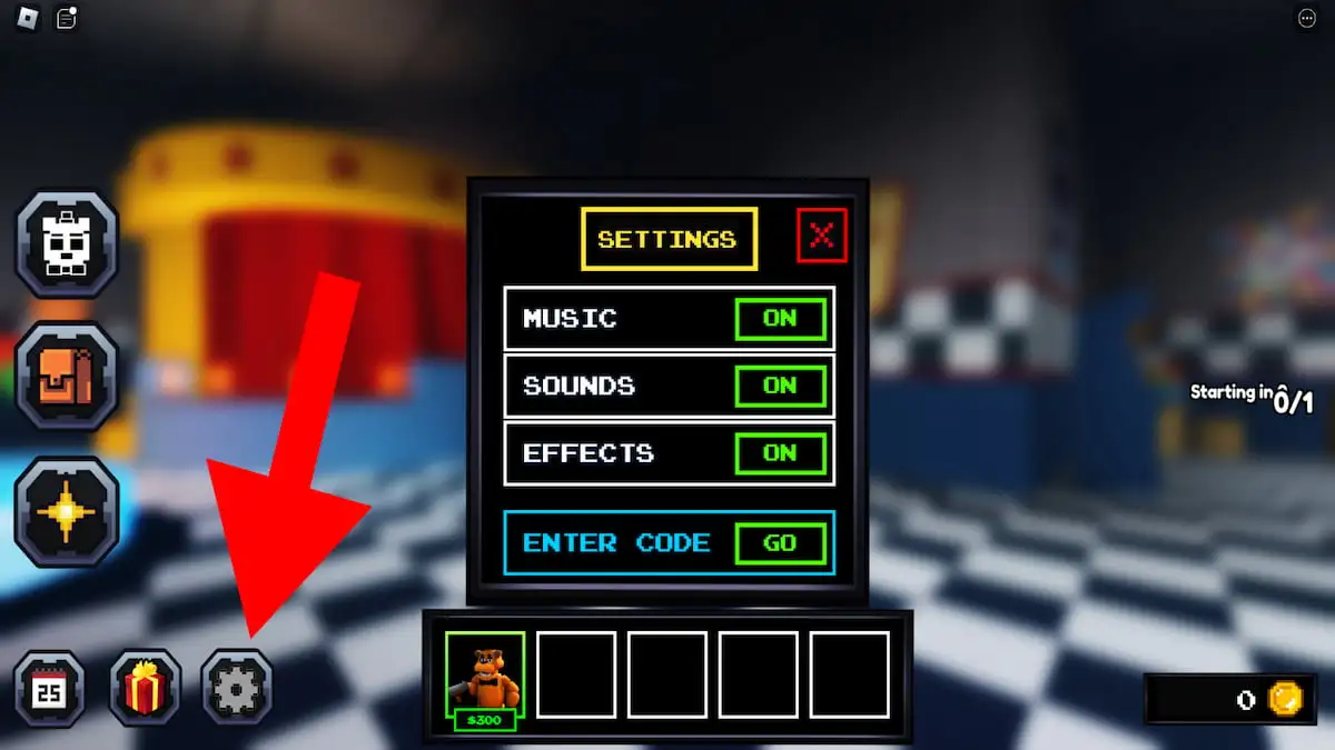 How to redeem codes in Five Nights TD. 