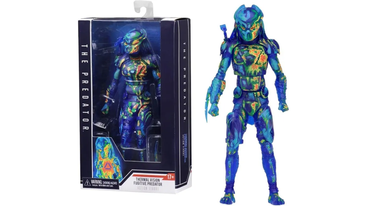 A Predator figure shown in thermal vision with the boxed figure next to it. 