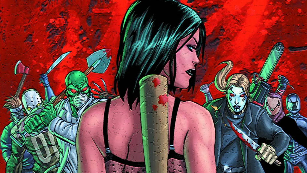 Cassie Hack holds her bloodied baseball bat