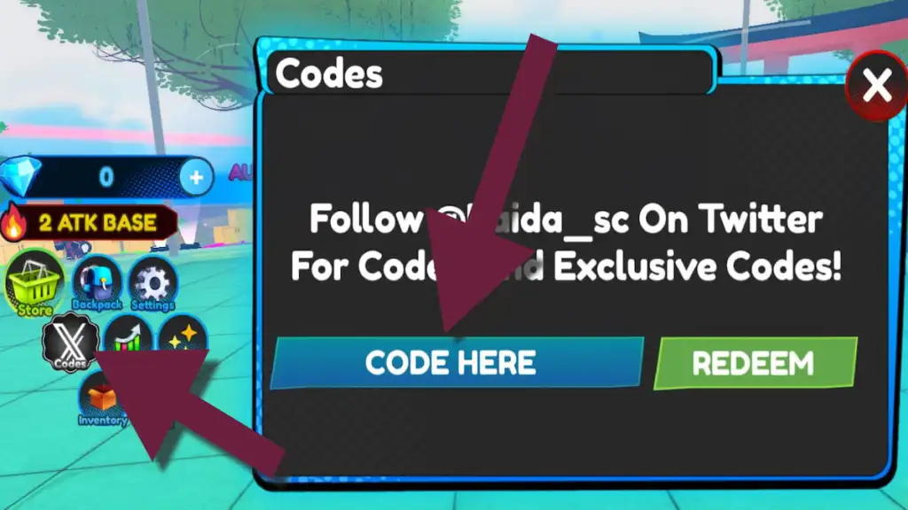 How to redeem codes in Anime Defense Simulator