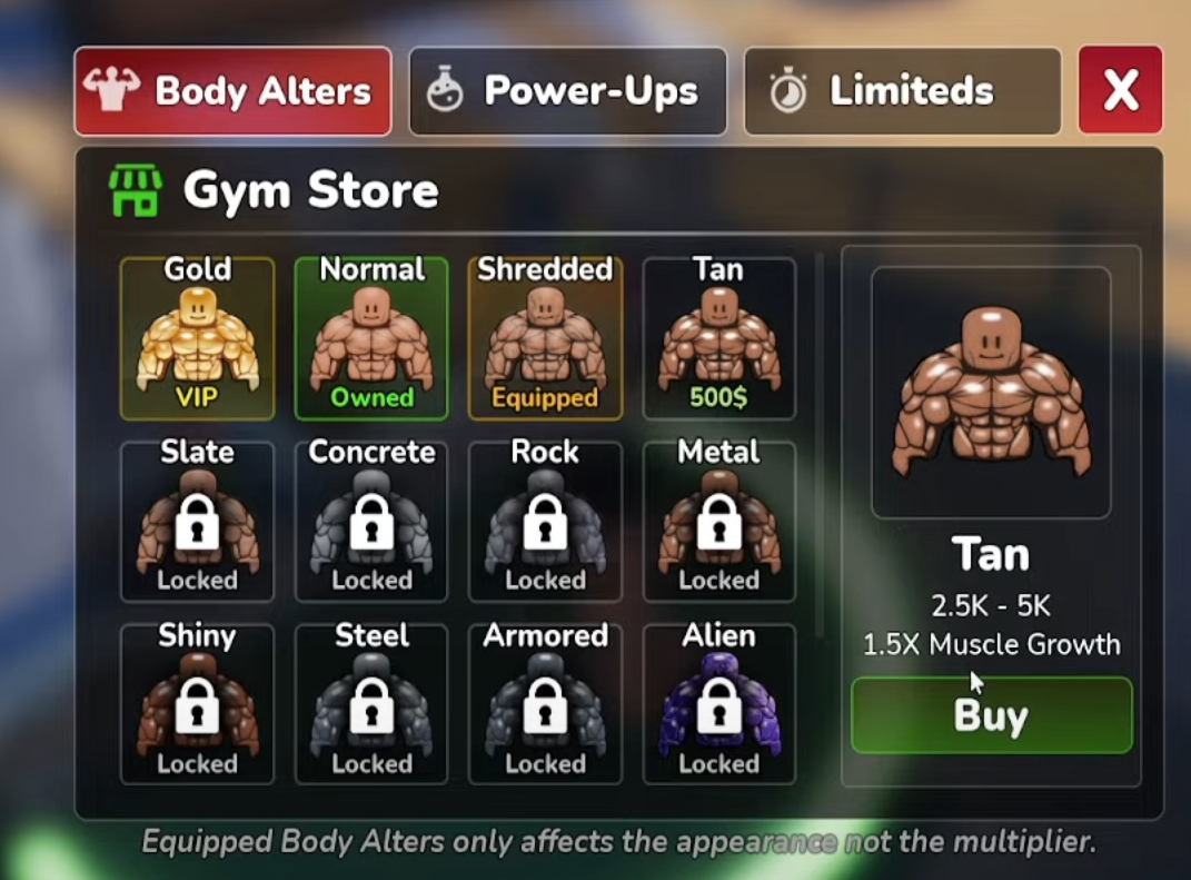 How to Unlock Body Alters in Roblox Gym League