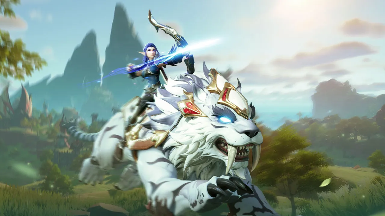 Tarisland, an archer riding a sabretoothed tiger.