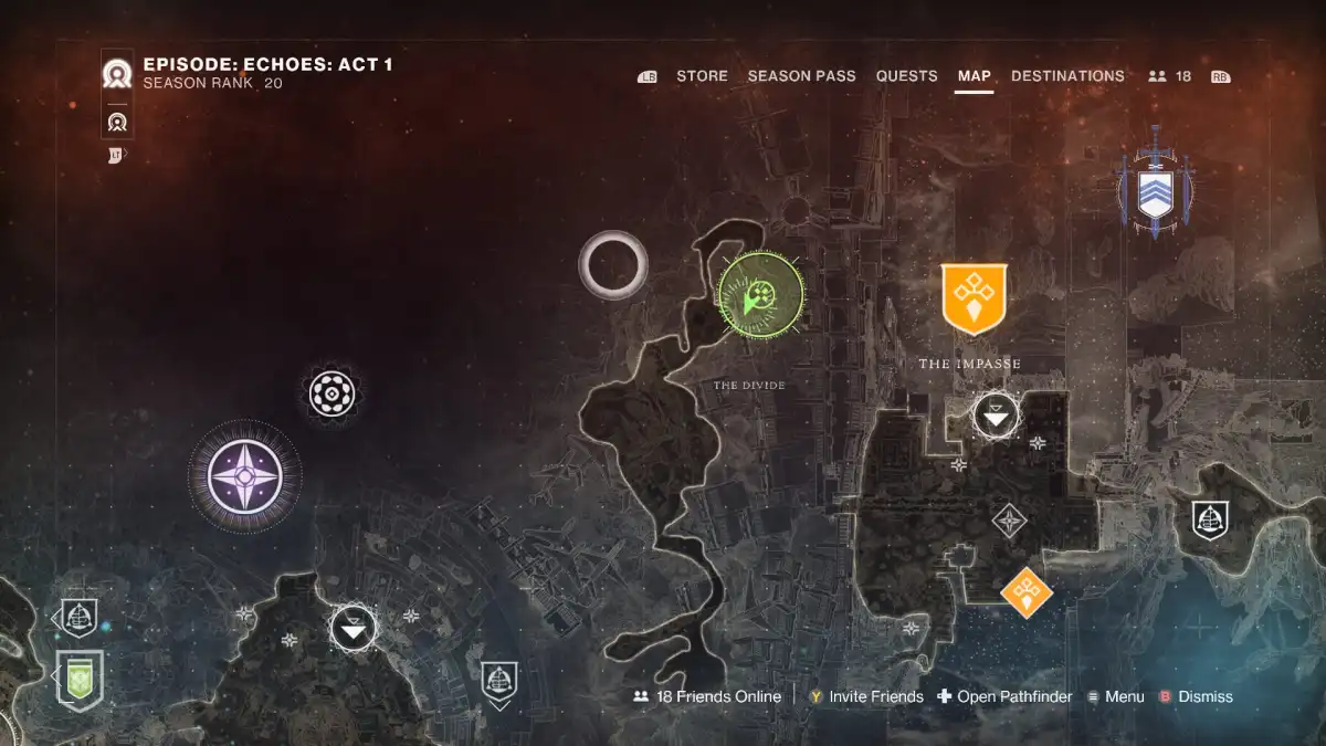 Image of the map of the chest location in Destiny 2