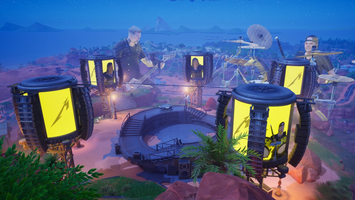 The Metallica island in Fortnite. This image is part of an article about how to complete the secret Metallica quest in Fortnite Chapter 5.