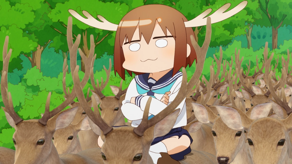 Noko rides a herd of deer