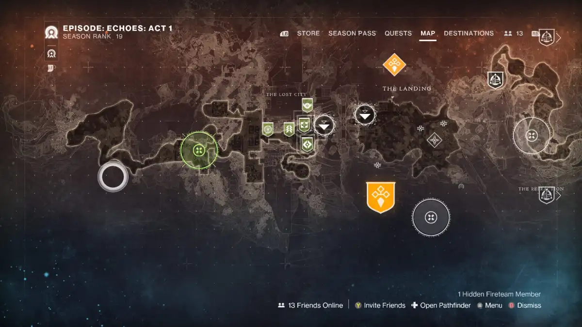 Map of Paranormal Activity lOst City Outskirts in Destiny 2