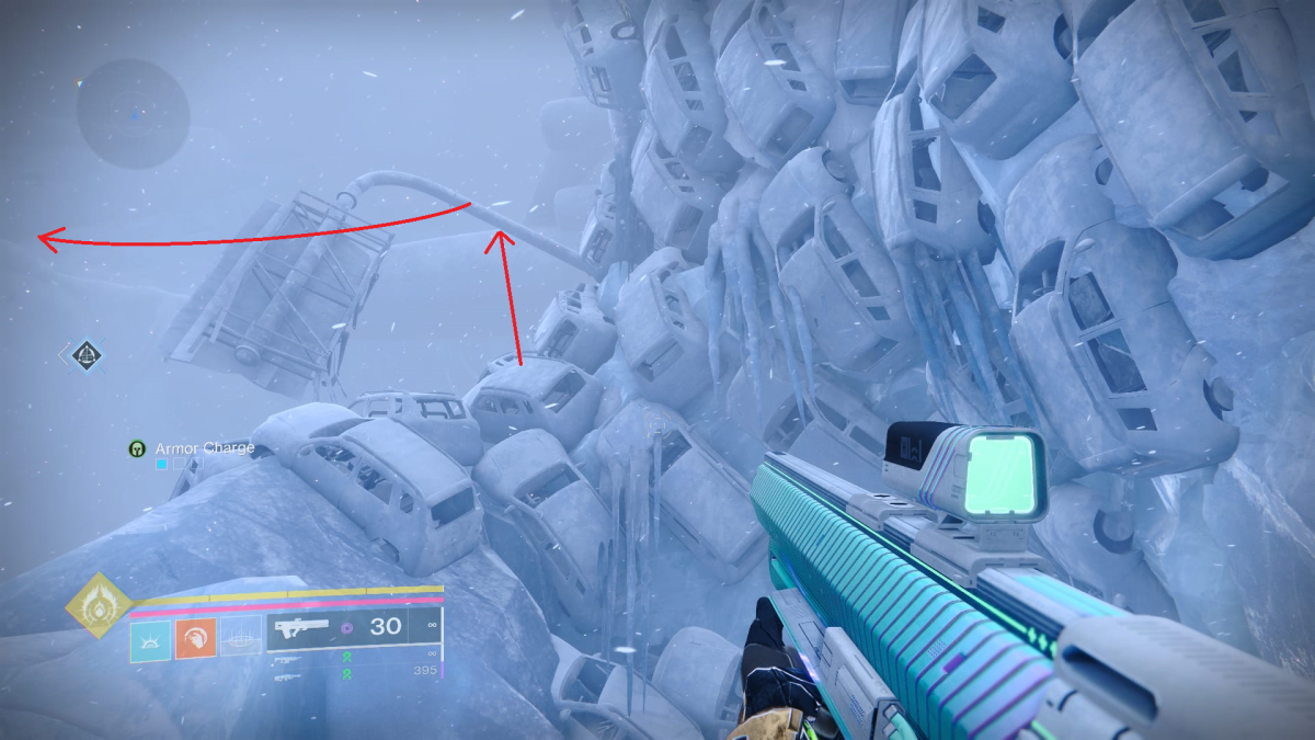 Image of the path through the cars in Destiny 2