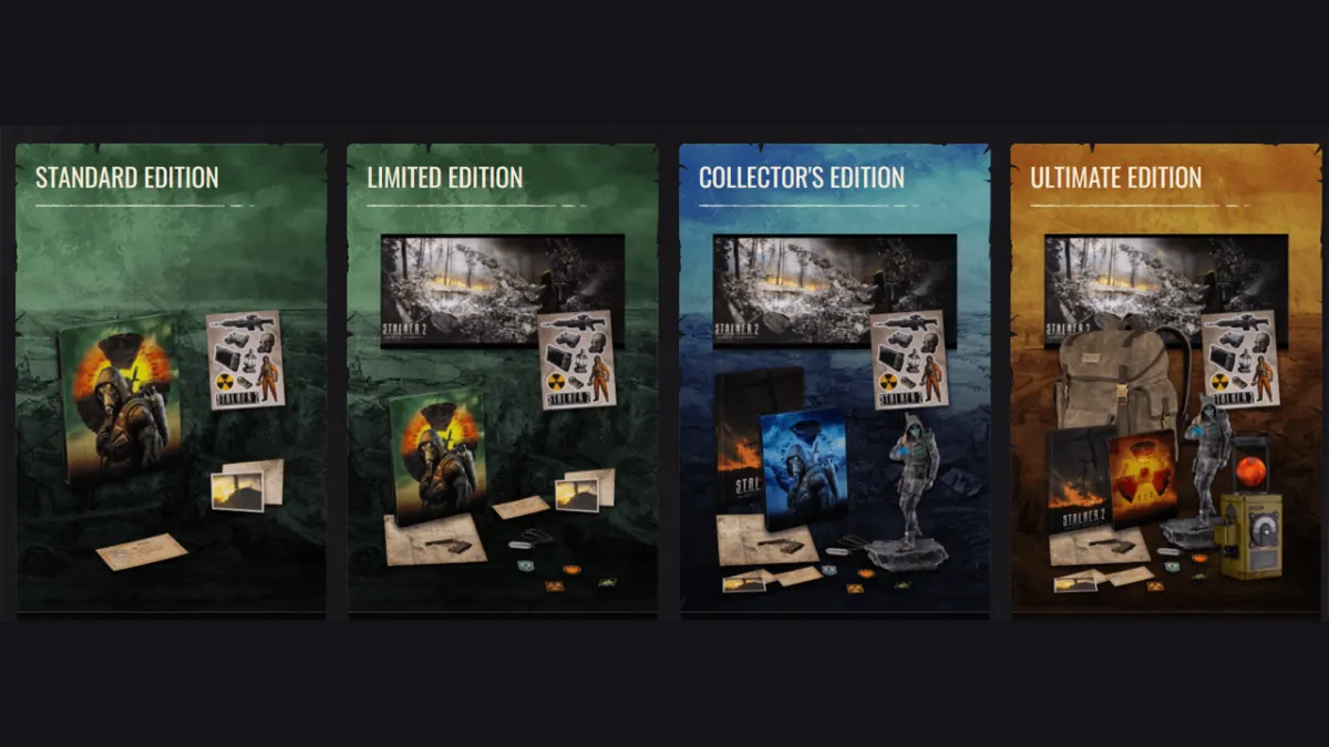 The four physical editions of Stalker 2. 